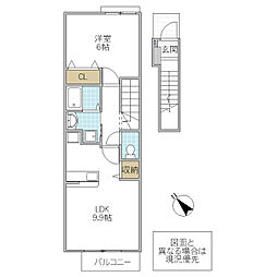 ローレルパークA 1LDKの間取図画像
