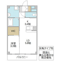 &ヨネザワ 1LDKの間取図画像