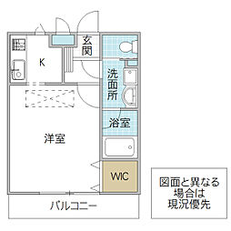 グレィスコート梅香 ワンルームの間取図画像