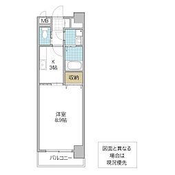 プレスト水戸中央 1Kの間取図画像