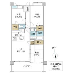 サンクレイドル水戸堀町ウィンフォート 3LDKの間取図画像