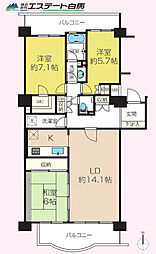 ガーデンハイツ小平1番館 3LDKの間取図画像