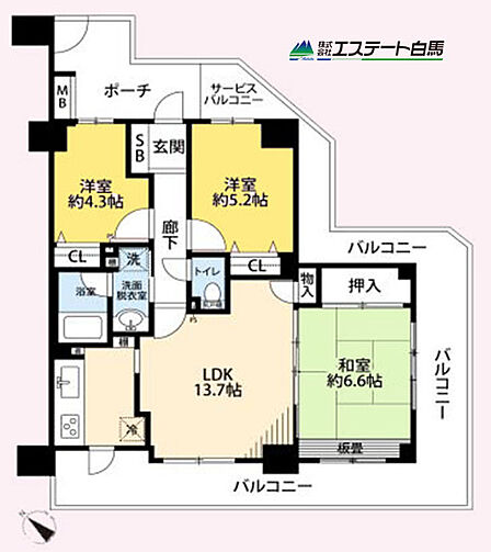 3LDK 間取り