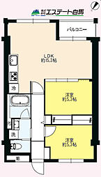 所沢コーポラスA棟 2LDKの間取図画像