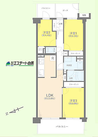 間取り シェグラン花小金井ハイライズ 3階/-