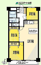 保谷パークハウスＡ棟 3LDKの間取り