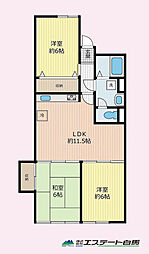向陽ハイツA棟 3LDKの間取図画像