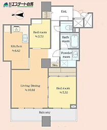リズムタワー2 2LDKの間取図画像