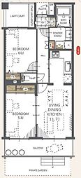 東村山北パーク・ホームズ 2LDKの間取図画像