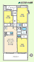 ダイアパレス武蔵野本町エーデル 3LDKの間取図画像