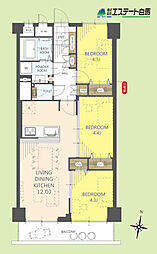 新武蔵野スカイハイツ 3LDKの間取図画像