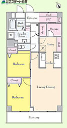 新武蔵野スカイハイツ 2LDKの間取図画像