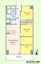 新武蔵野スカイハイツ 3LDKの間取図画像