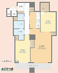 リズムタワー1 2LDKの間取図画像