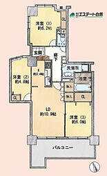 フォーラスタワー所沢 3LDKの間取図画像