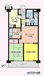 朝日パリオ武蔵藤沢 2SLDKの間取図画像