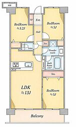 所沢けやき台パークホームズ 3LDKの間取図画像