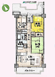 コスモ鶴瀬ステーションスクエア 2SLDKの間取図画像