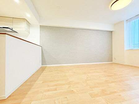 大きな開口部から明るい光が差し込むリビング。日中の室内の明るさがこの部屋の魅力です。