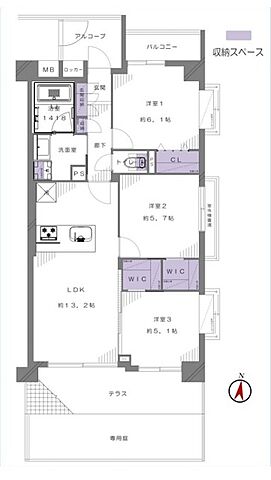 間取り コスモ与野ヒルズ 1階/-