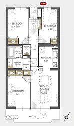 東建ニューハイツ北鴻巣 3LDKの間取図画像