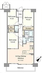 レーベンハイム坂戸フューレ 3LDKの間取図画像