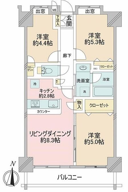 3LDK 間取り