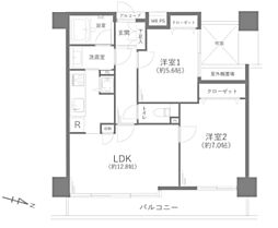 コート浦和常盤 2LDKの間取図画像