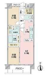 アルファスマート東大宮 2LDKの間取図画像