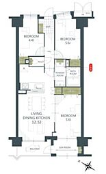 ラミーユ浦和ハイライズファーストキャッスル 3LDKの間取図画像