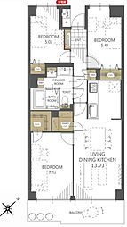 川越旭町ビューハイツ 3LDKの間取図画像