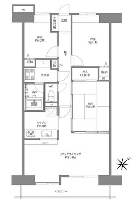 3LDK 間取り