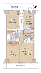 モナークプラザ西浦和秋ヶ瀬公園 2SLDKの間取図画像