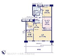 ガーデンストリーム鴻巣3番館 2LDKの間取図画像