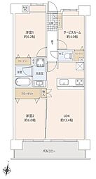 ライオンズマンション川越駅東 2SLDKの間取図画像