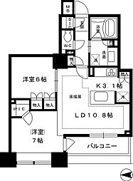 ライオンズ四谷タワーゲート 10階2LDKの間取り