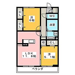grandir 2LDKの間取図画像