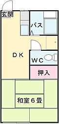 ハイムみつぎ 1階1DKの間取り