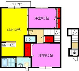 シャーメゾン稲田本町A 2LDKの間取図画像
