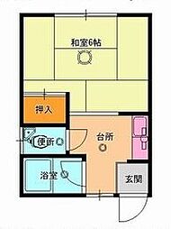 南海高野線 金剛駅 バス19分 第二小学校前下車 徒歩2分の賃貸マンション 2階1Kの間取り