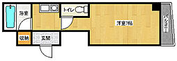 リボン金屋町 3階ワンルームの間取り