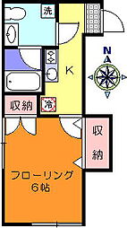 カドリールハウス 1Kの間取図画像