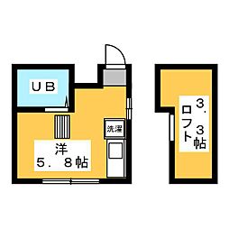 清水コーポ2 ワンルームの間取図画像