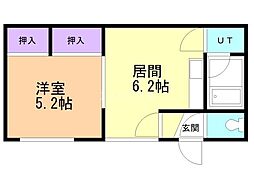 豊岡10.10ハイツ 1DKの間取図画像