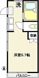 めぐりさわハイツ ワンルームの間取図画像