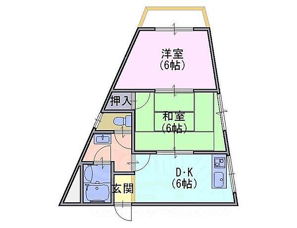 ベルメゾンナカムラ 301｜京都府長岡京市長岡１丁目(賃貸マンション2DK・3階・41.69㎡)の写真 その2