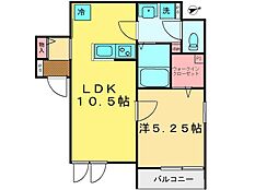 カーサ旭 1LDKの間取図画像