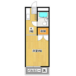 ローズマリービル 2階ワンルームの間取り