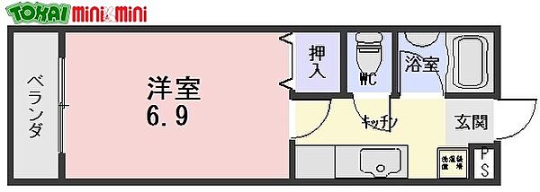 レスポールII 2A｜三重県松阪市京町一区(賃貸アパート1K・2階・20.50㎡)の写真 その2