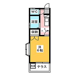 金子コーポ60 1Kの間取図画像